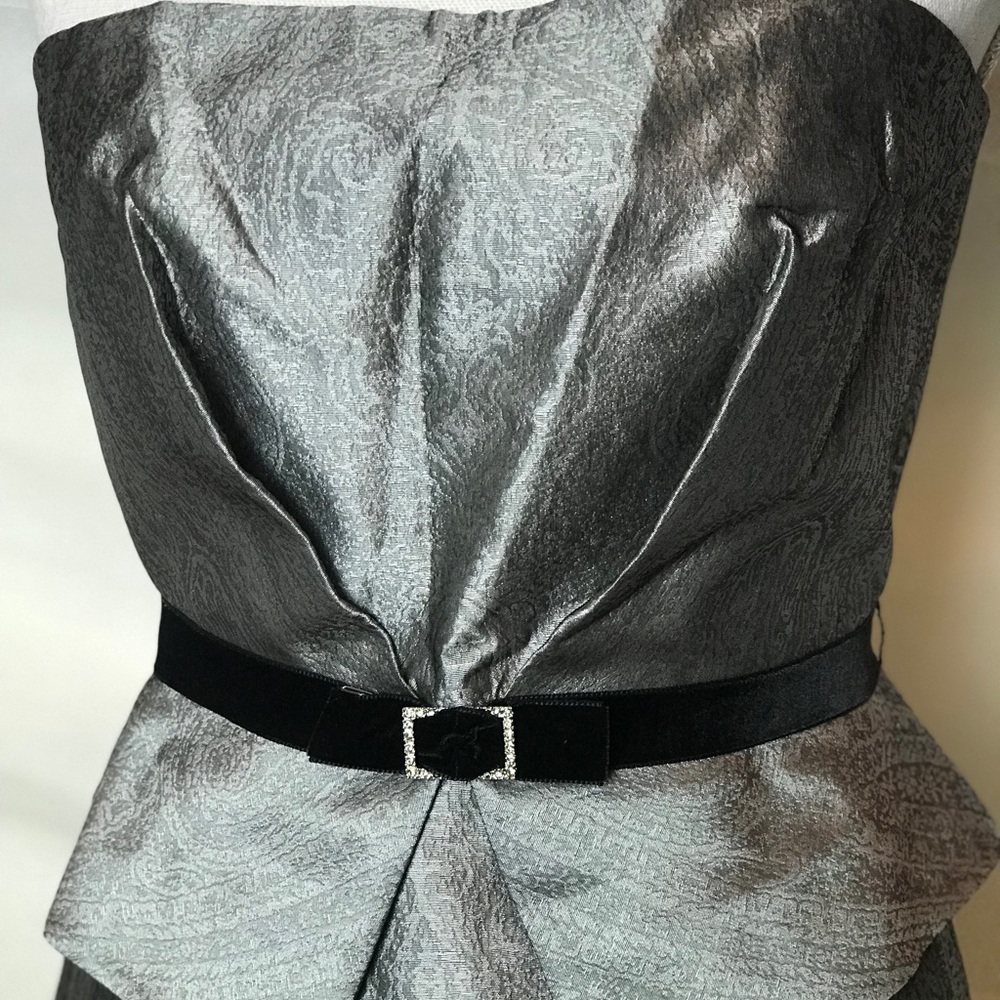 Kay Unger 2 Petite Silk Brocade Strapless Top